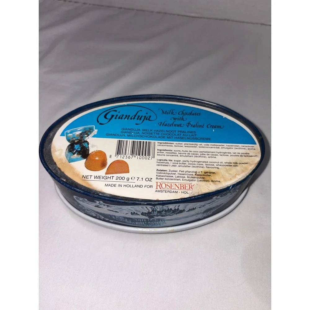 Rosenberg Amsterdam Holland Delft Blue Style Oval Metal Tin Nautical Decor‎ Vntg